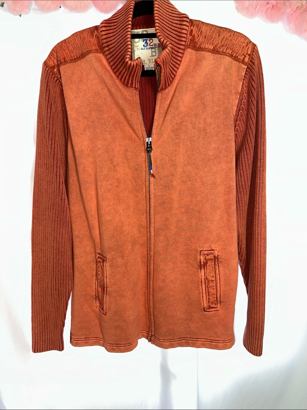 Men’s  Burnt Orange Zip-Up Jacket by 32 bar blues